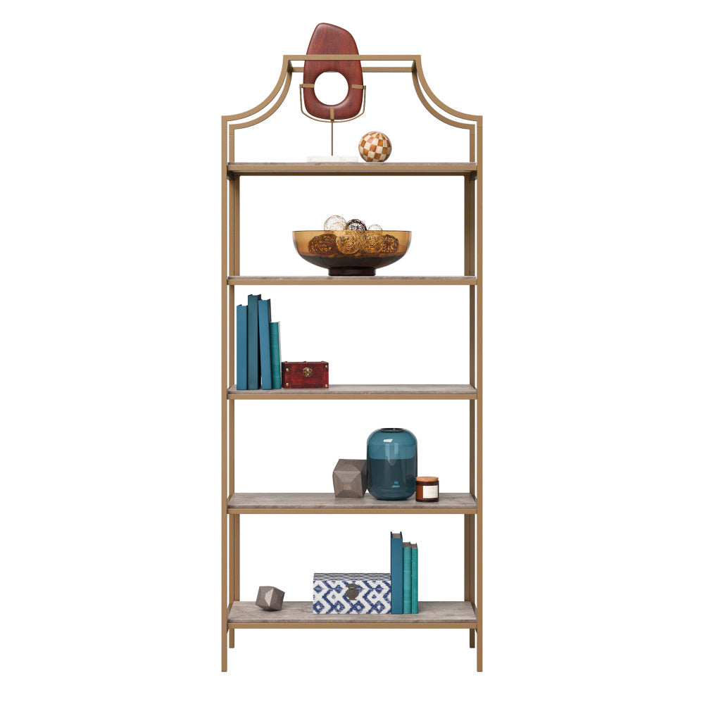 Sauder International Lux Open Shelving, Deco Stone Finish