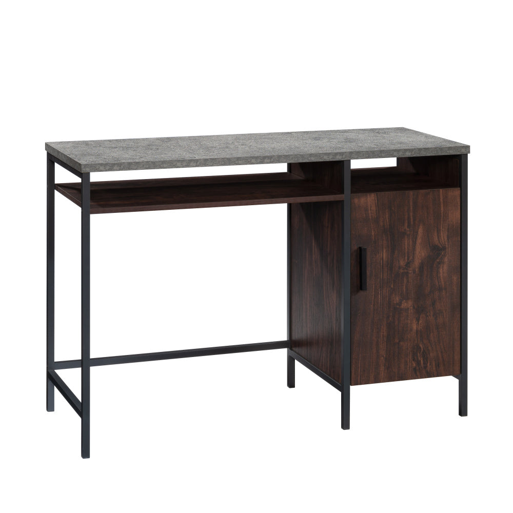 Sauder Market Commons Single Pedestal Desk, Rich Walnut Finish