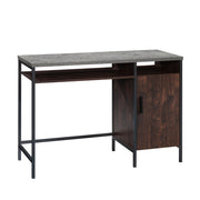 Sauder Market Commons Single Pedestal Desk, Rich Walnut Finish