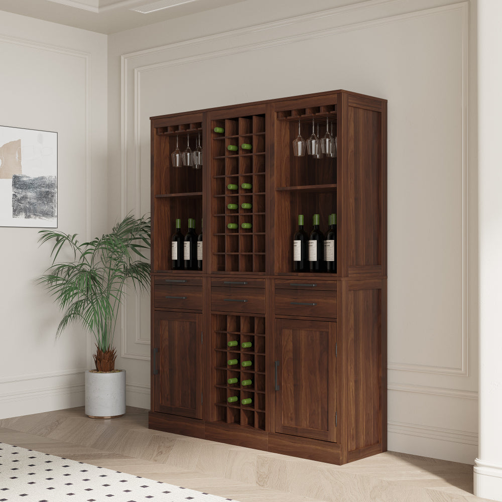 brown walnut color modular 32  wine bar cabinet Buffet Cabinet