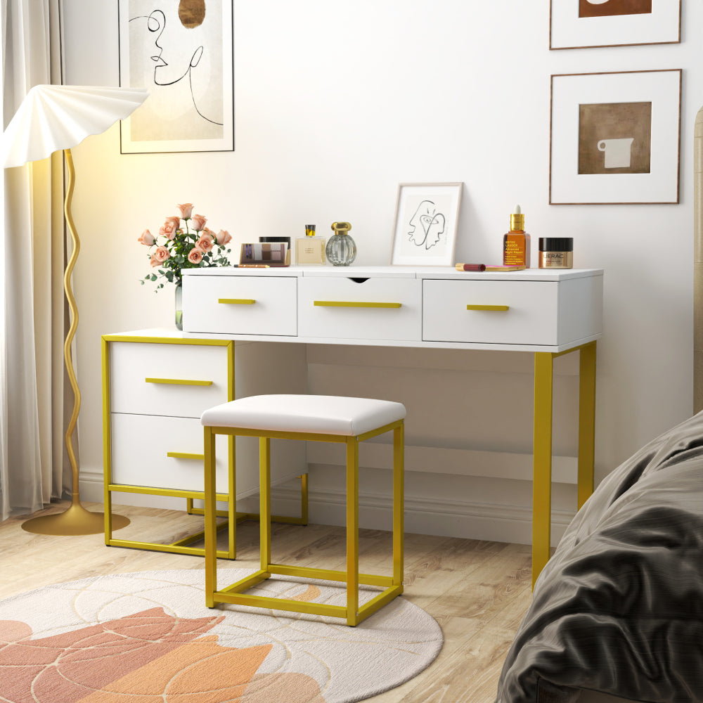 Makeup Vanity Set with Mirror , Dresser Table with Nightstand , with 4 Drawers