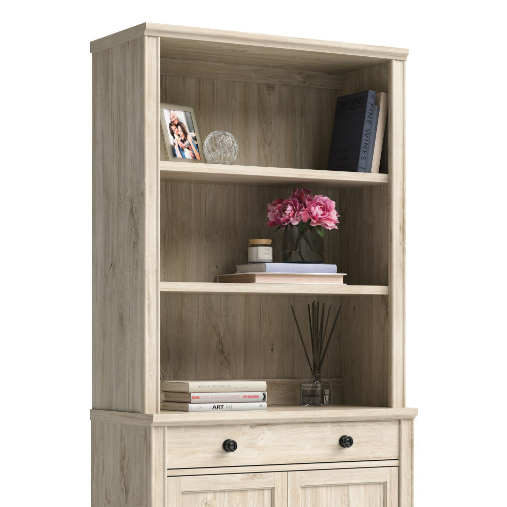 Sauder Hammond 2-Shelf Library Hutch for Cabinet, Chalk Oak Finish