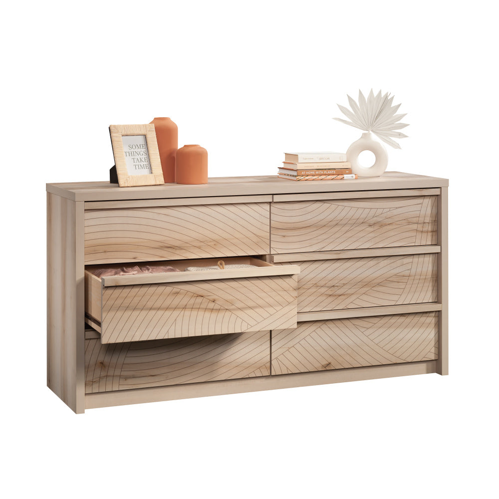 Harvey Park 6-Drawer Wood Dresser in Pacific Maple- Sauder