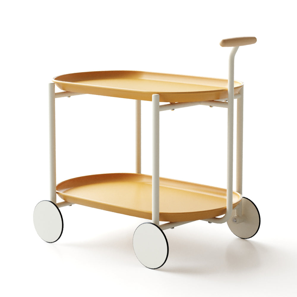 Moon storage cart (yellow) Nordic Internet celebrity mobile trolley kitchen simple double storage shelf living room sofa storage shelf