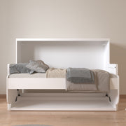 Murphy Bed with Desk, Ideal Bedroom Furniture for Small Spaces, Horizontal & Vertical Pull-Out Beds and Space Saving Furniture, Foldable Beds ( Horizontal Single)