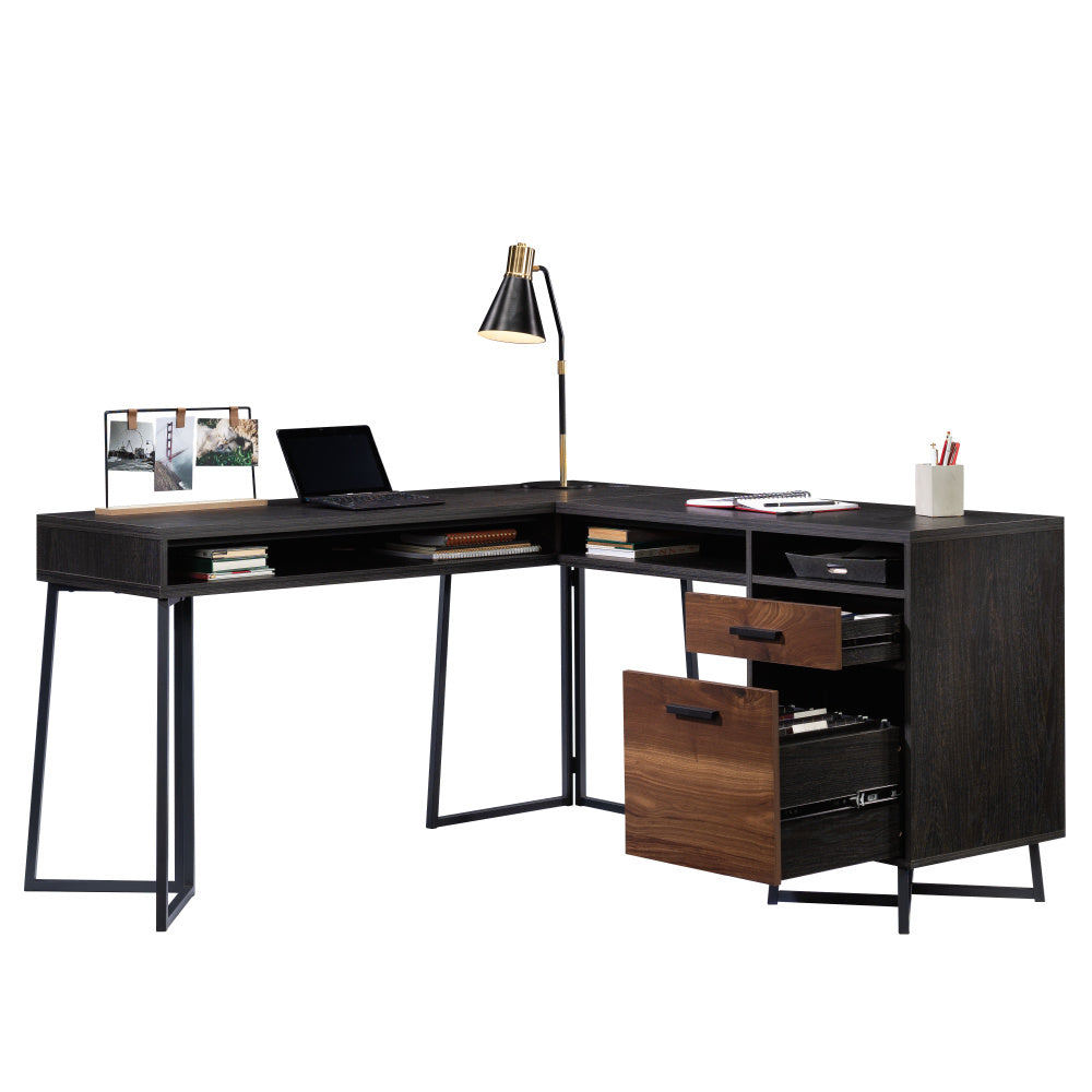 Sauder Canton Lane L Desk, Brew Oak Finish