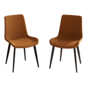 Dining Chairs 2PCS, Modern Kitchen & Dining Room Chairs, Upholstered Faux Leather Cushion Seat and Sturdy Metal Legs