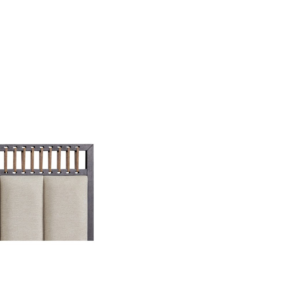 Queen Upholstered & Strap Panel Bed - Peppercorn
