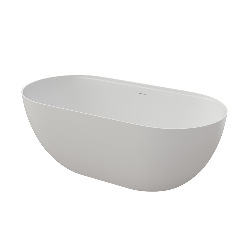 59" Premium Solid Surface Deep Soaking Bathtub With Acrylic Shelf