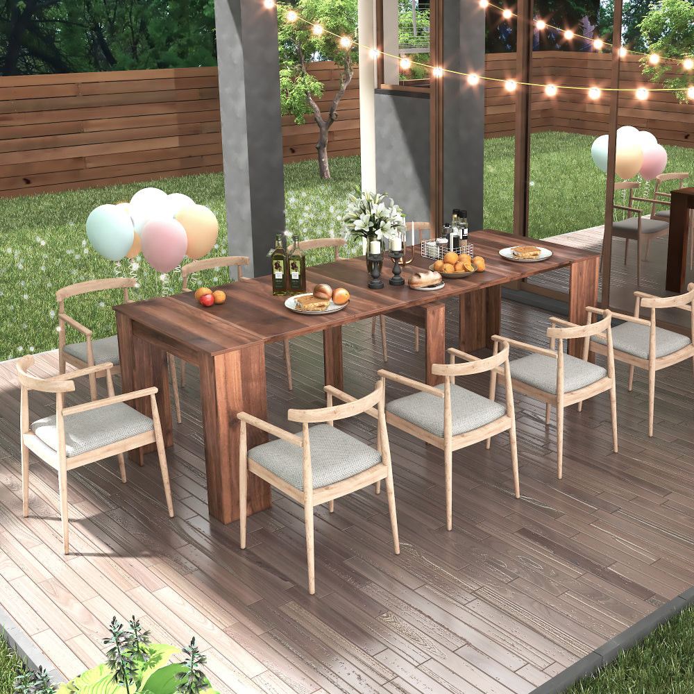 Modern Multifunctional Extendable Dining Table with Outlet, Space Saving Expanding Table with Storage for Party, Weddings, Meetings, Celebrations