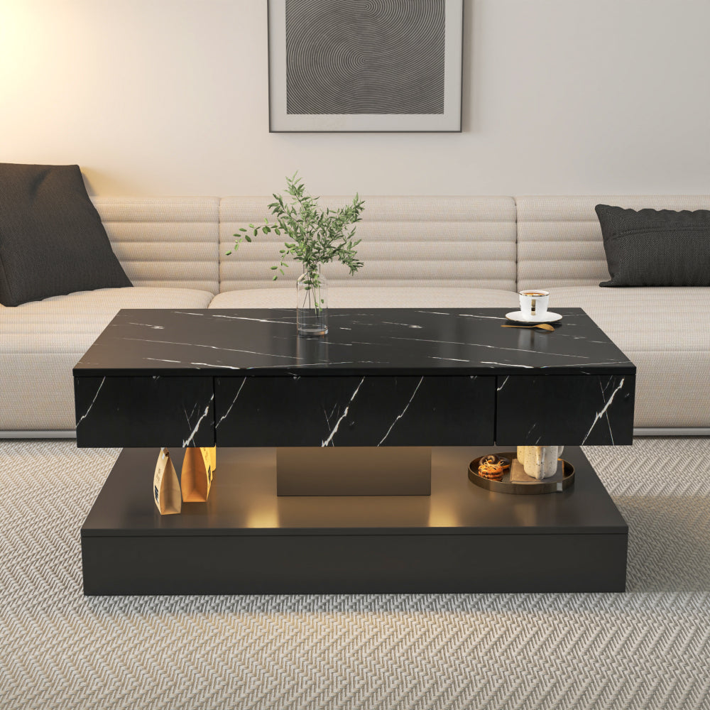 16.93IN High LED Coffee Table,Modern Coffee Table for Living Room,Living Room Tables,Large Living Room Furniture,LED Lights