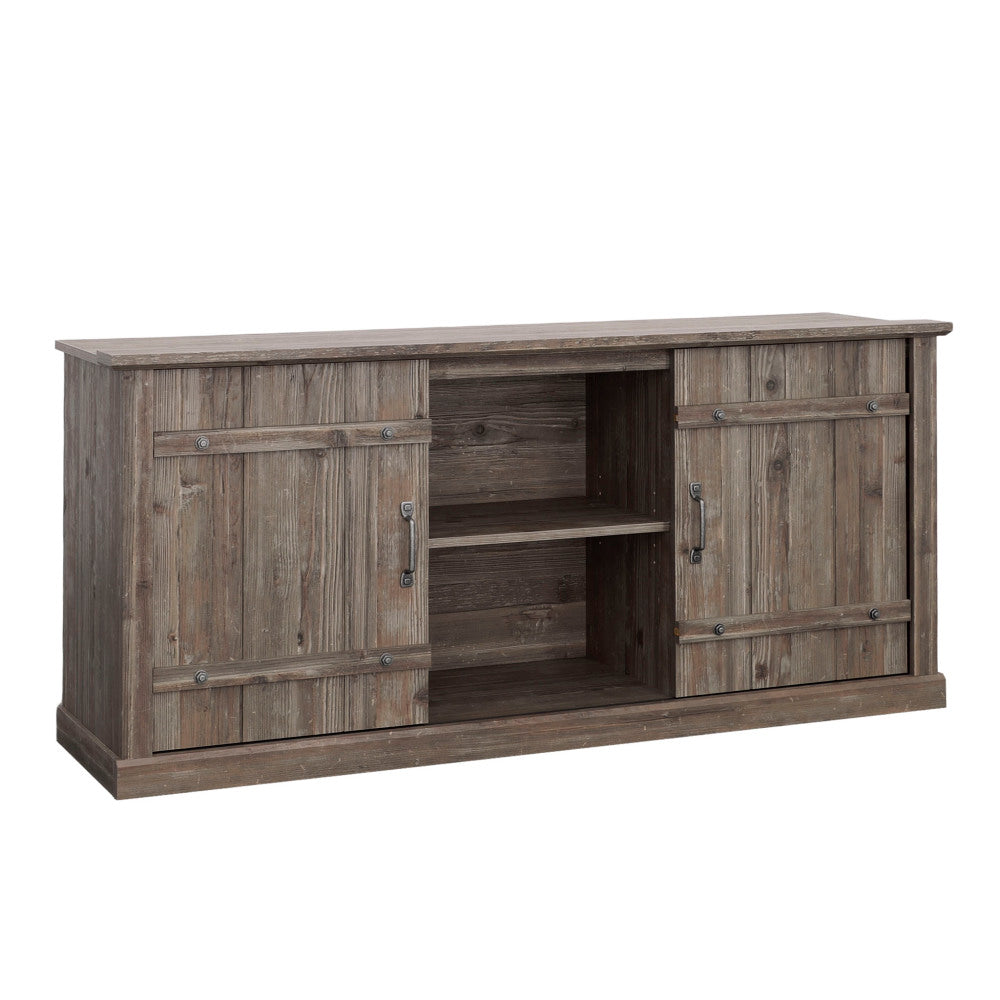 Sauder Select Sliding Door TV Credenza Pebble Pine