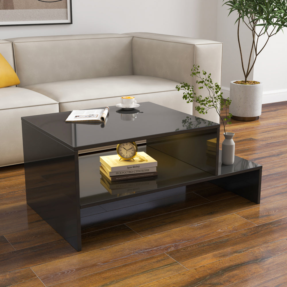 Coffee table with unique architectural shape,black