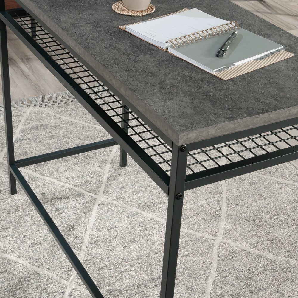 Sauder Market Commons Writing Desk with Storage, Slate Gray Finish