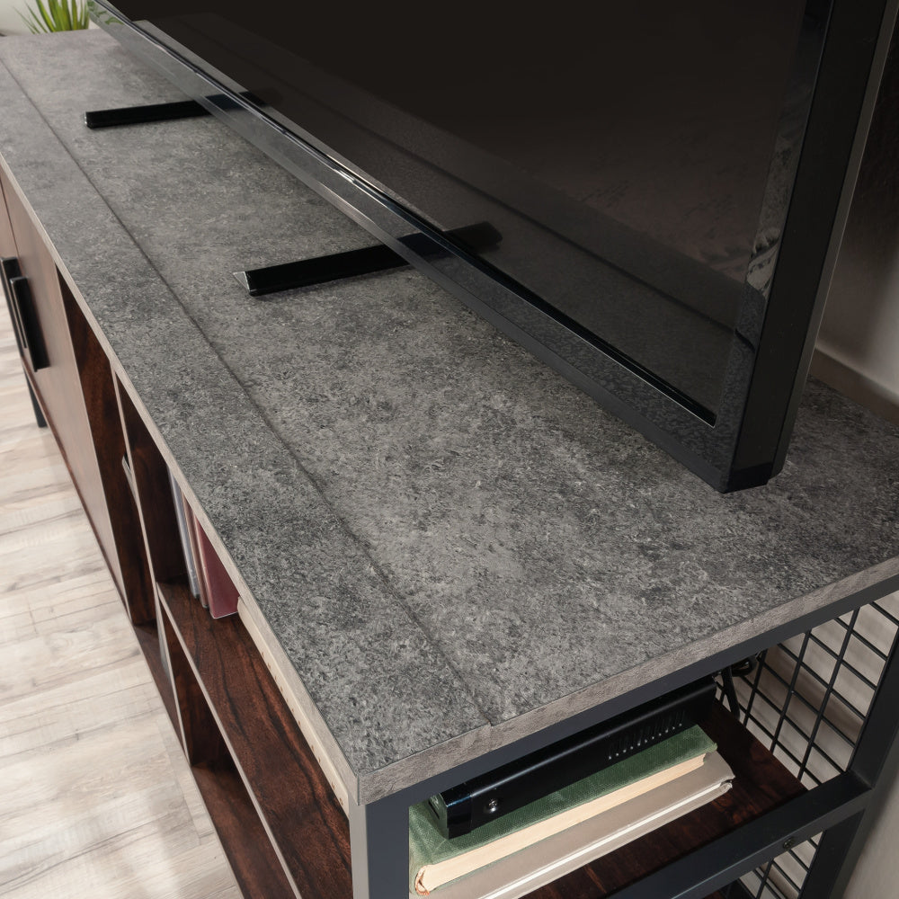 Market Commons TV Credenza Rich Walnut with Slate