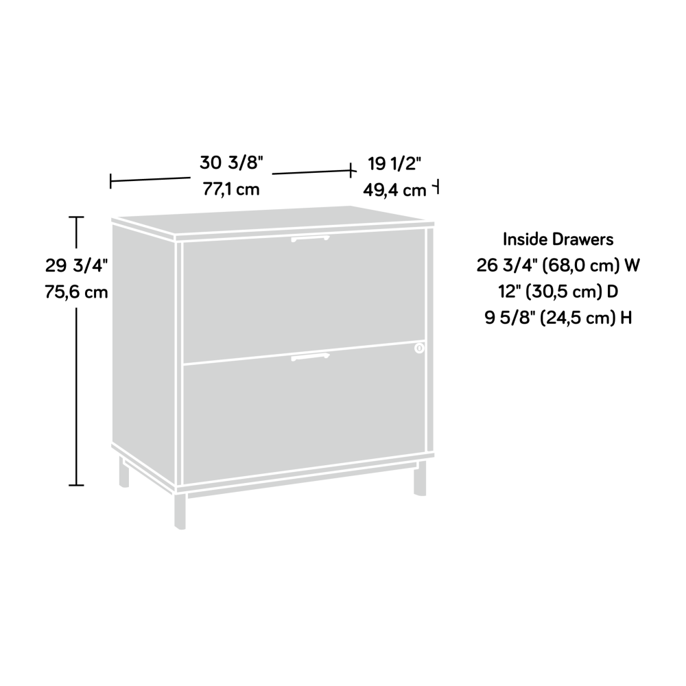Sauder Portage Park Commercial Office File Cabinet, L: 30.35" x W: 19.45" x H: 29.76", Kiln Acacia Finish