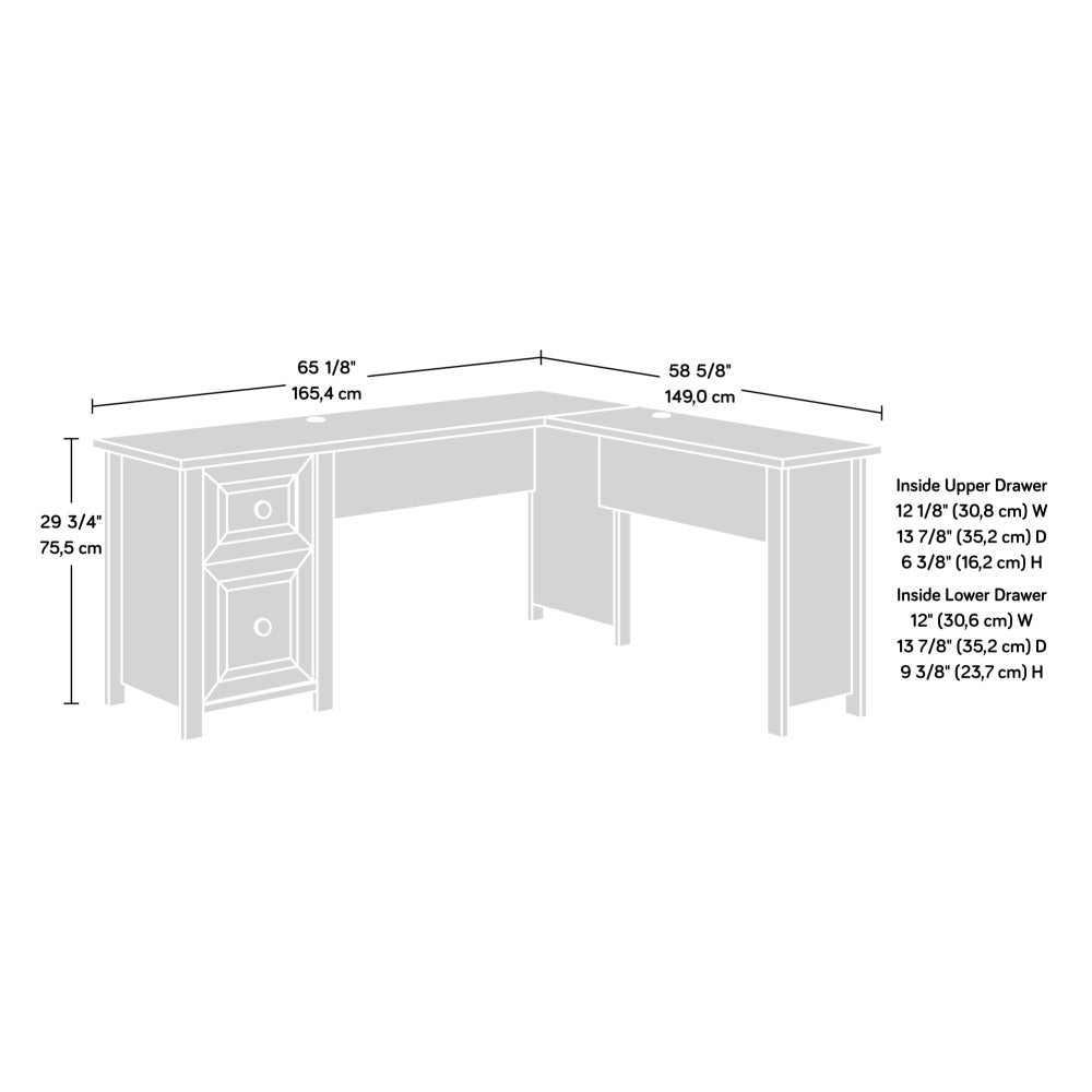 Sauder Hillmont Farm L Desk, Timber Oak Finish