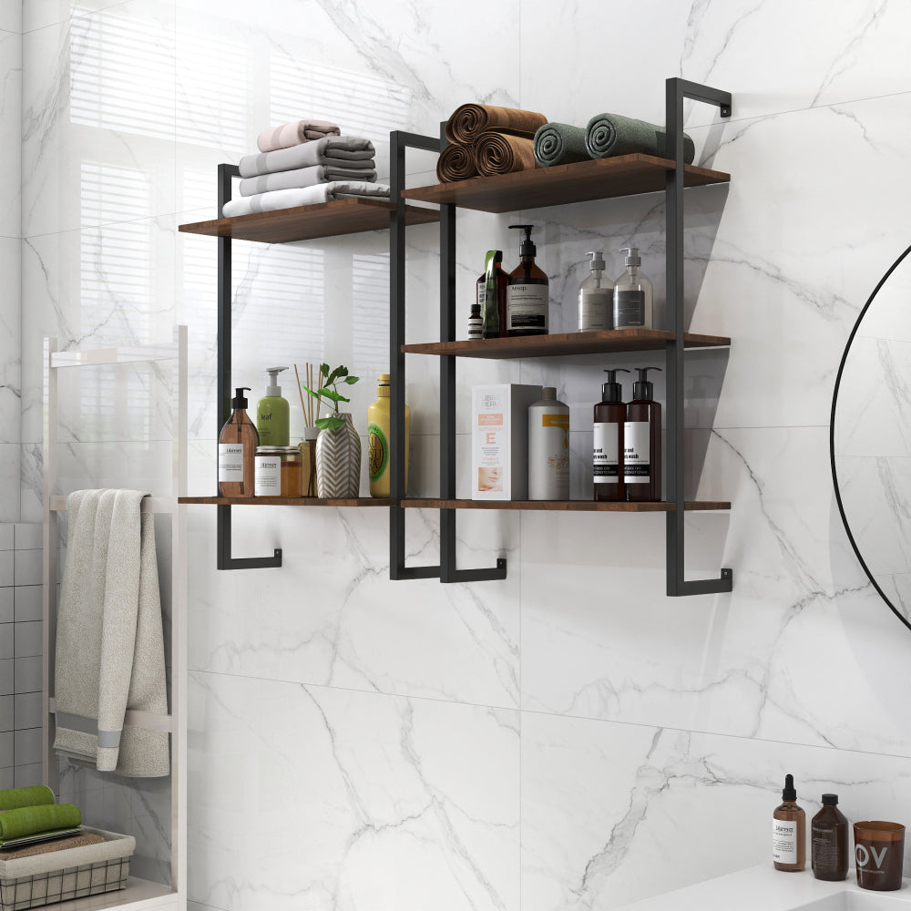 3 Tier and 2 Tier Bathroom Shelves Metal, Wood Hanging Storage Bookshelf