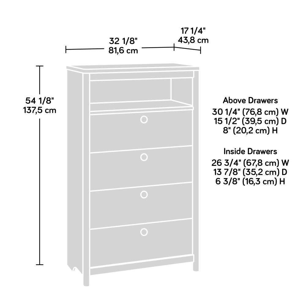 Sauder Dover Edge 4-Drawer Chest/Dresser, Denim Oak Finish