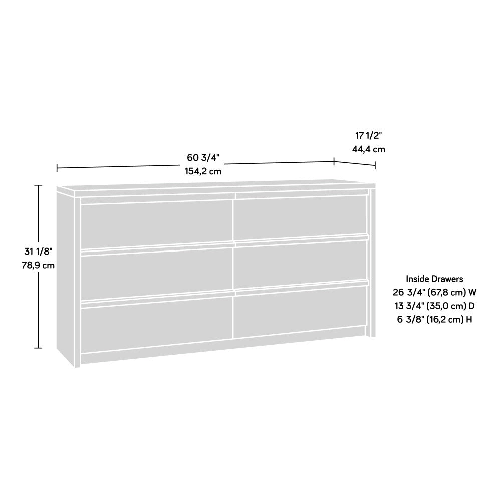 Harvey Park 6-Drawer Wood Dresser in Pacific Maple- Sauder