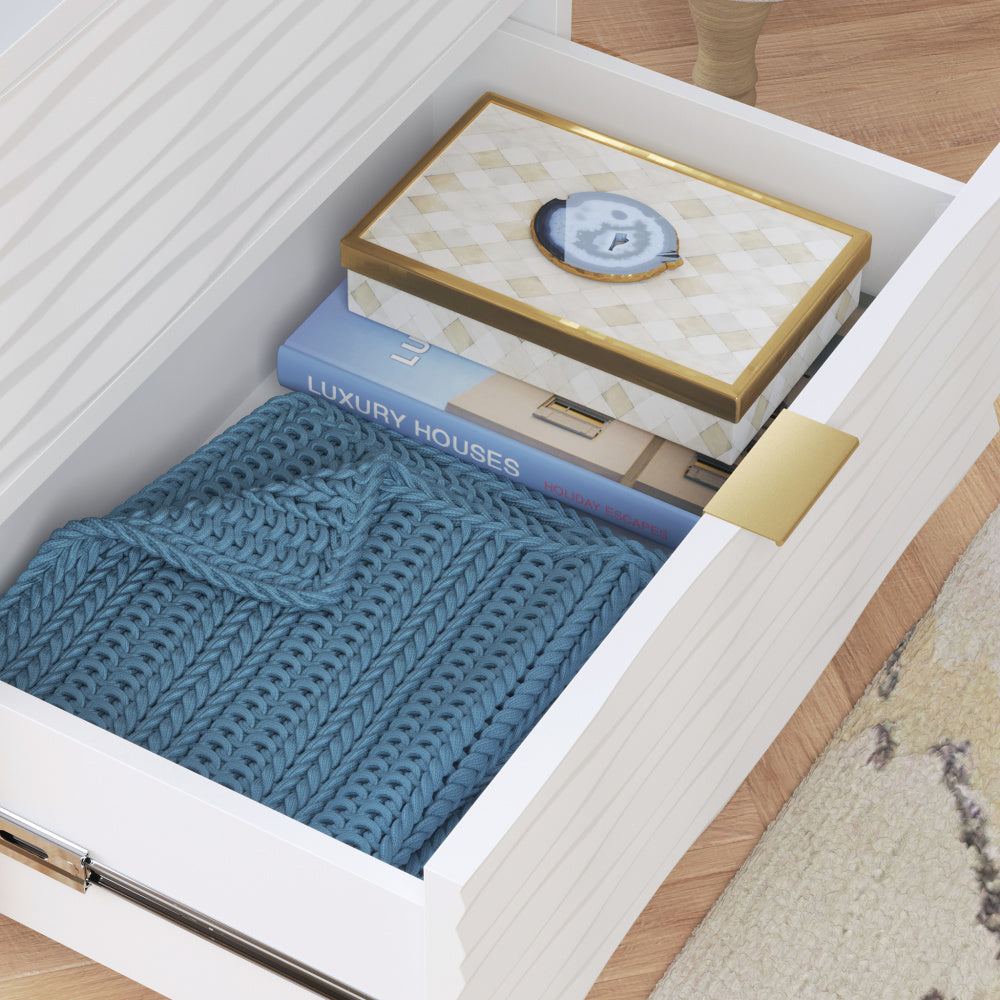 Sauder Morgan Main 2 Drawer Side Table, White Finish