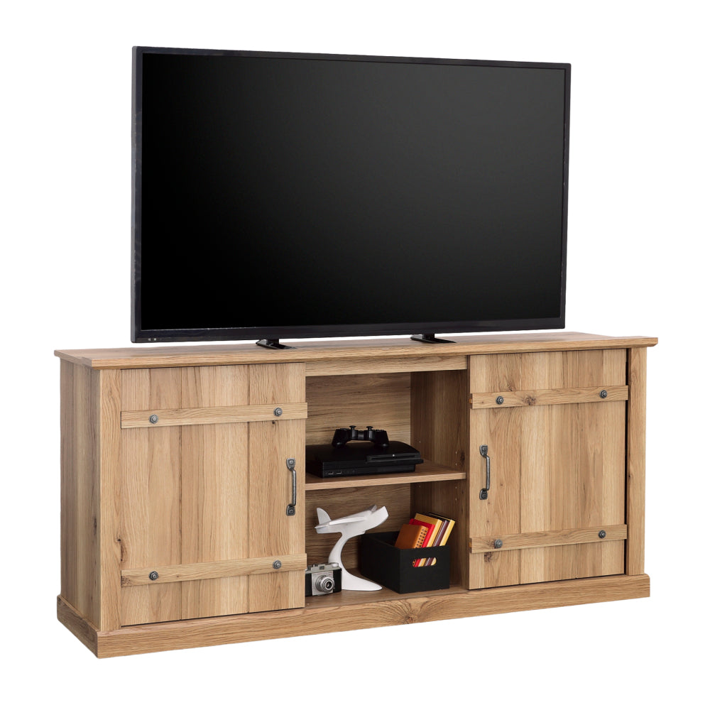 TV Credenza with Sliding Doors in Timber Oak