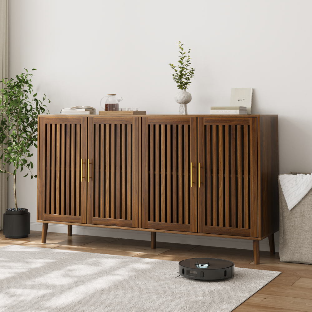 31.5-inch walnut shoe storage cabinet, medieval modern independent shoe cabinet, fence shoe cabinet with 2 flip drawers, suitable for corridors and entrances