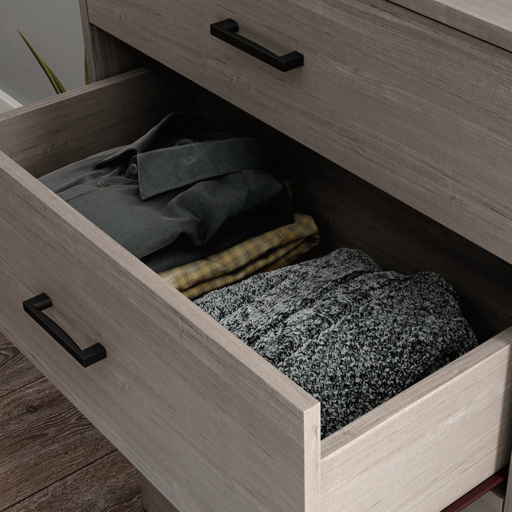 Sauder Beginnings 4-Drawer Chest of Drawers Silver Sycamore
