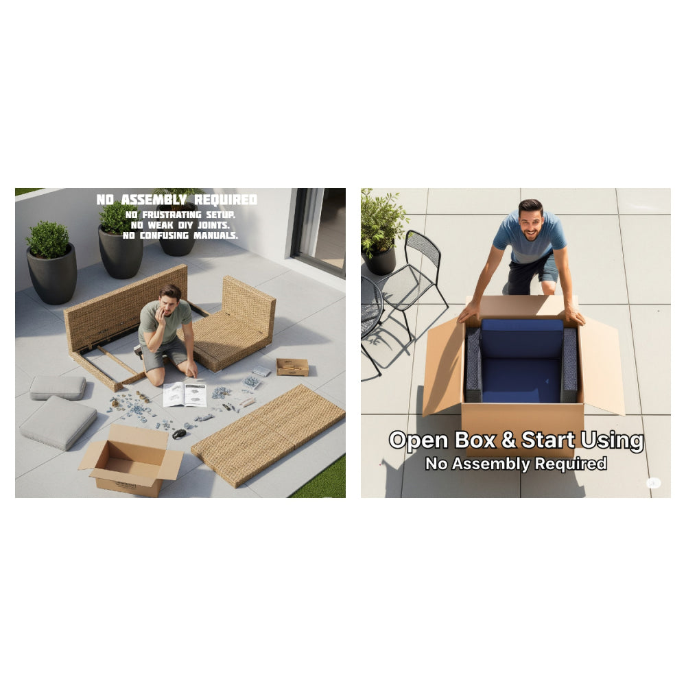 Fully Assembled 4-Piece Rattan Outdoor Sofa Seating Group with Cushions