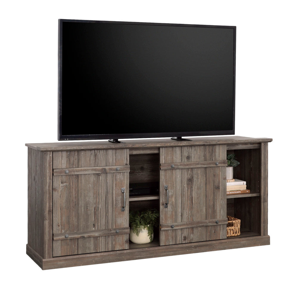 Sauder Select Sliding Door TV Credenza Pebble Pine