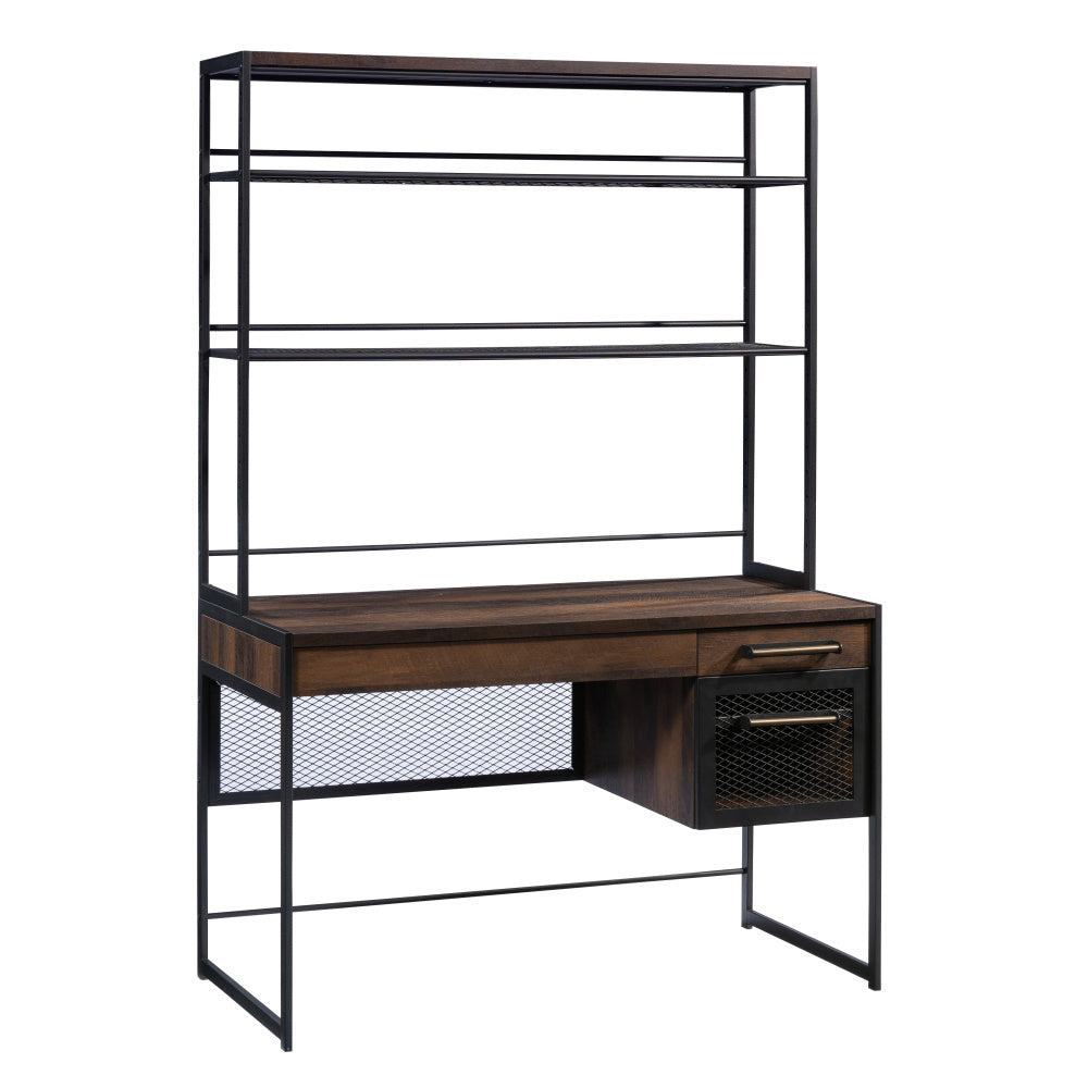 Sauder Briarbrook Computer Desk with Hutch, Barrel Oak Finish