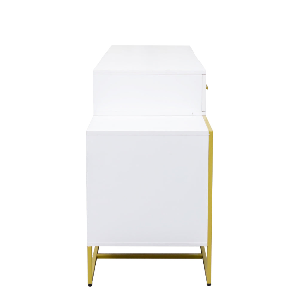 Makeup Vanity Set with Mirror , Dresser Table with Nightstand , with 4 Drawers