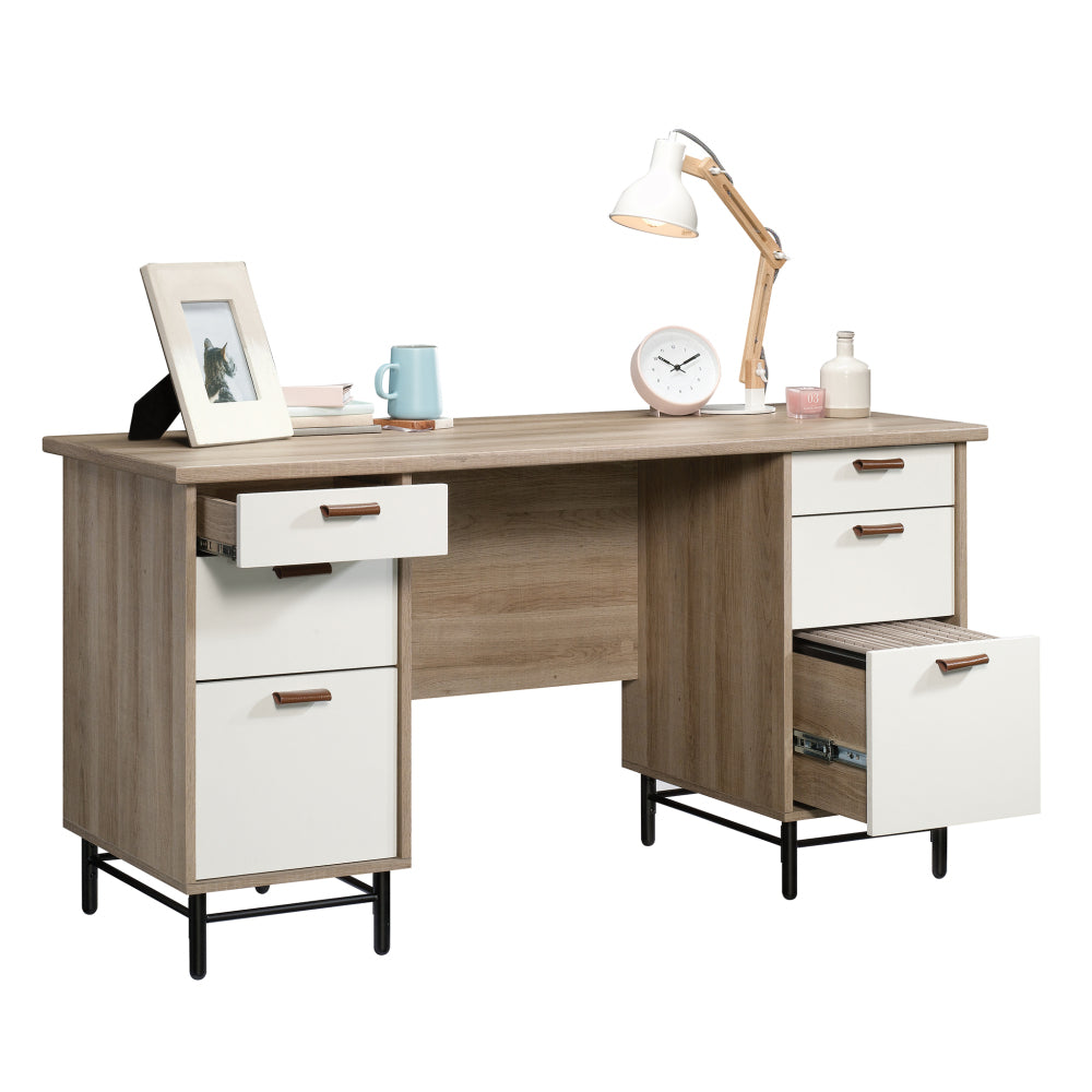 Sauder Anda Norr Executive Desk, Sky Oak Finish
