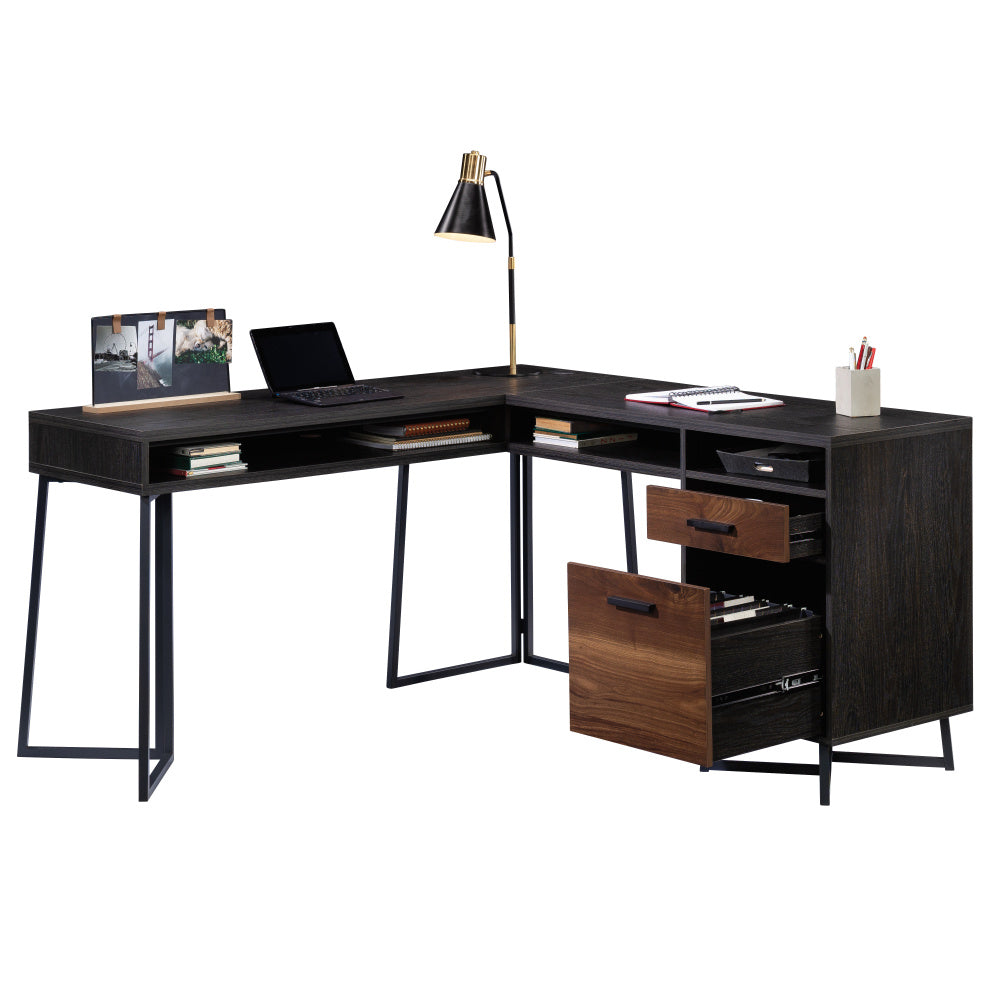 Sauder Canton Lane L Desk, Brew Oak Finish