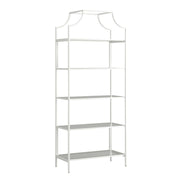 Sauder International Lux Modern 5 Tier Metal Glass Shelving Book Shelf White