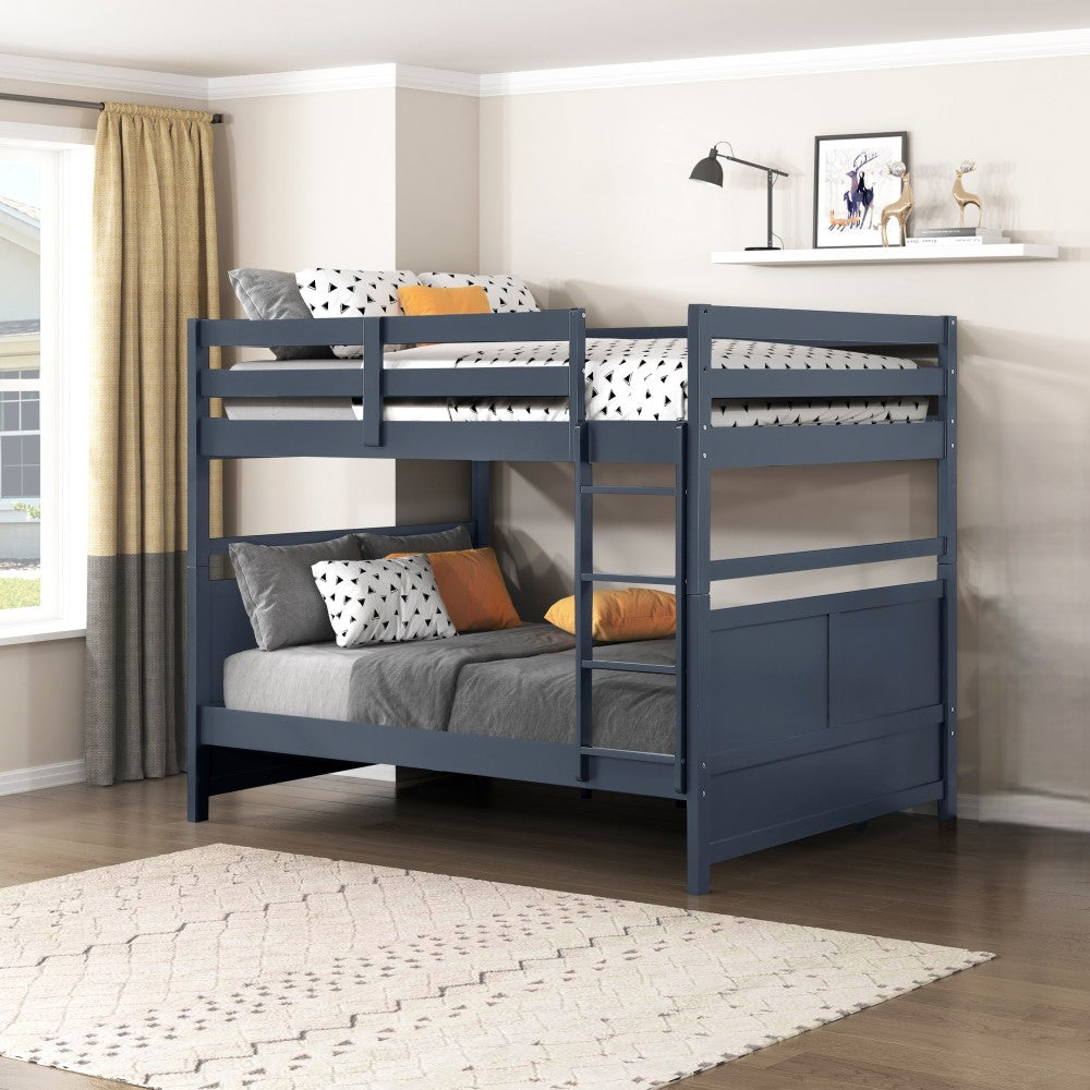 Navy Blue Finish Twin Platform Bed with Bookcase Headboard Drawers Hidden Desk Stool Footboard Storage Bench Bedroom Furniture 1pc