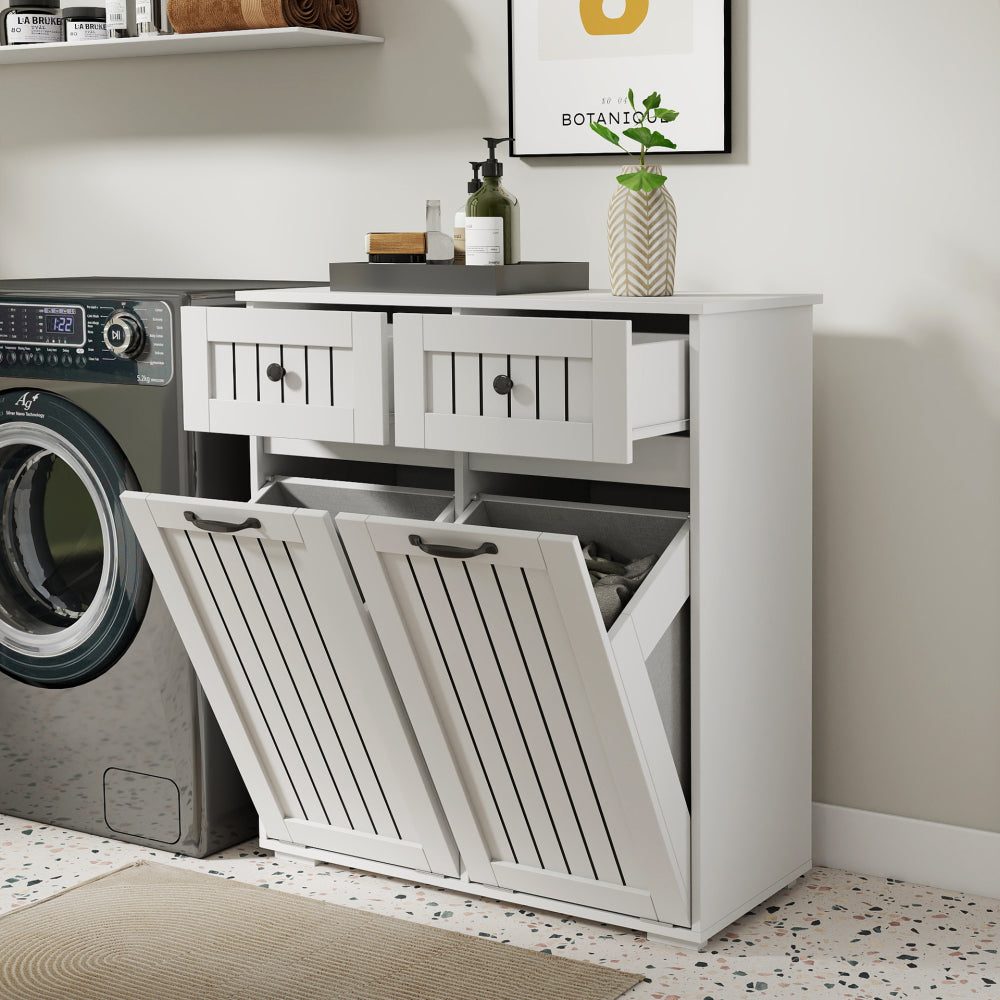 Laundry Cabinet ,with 2 Removable laundry basket  and 2 Drawers