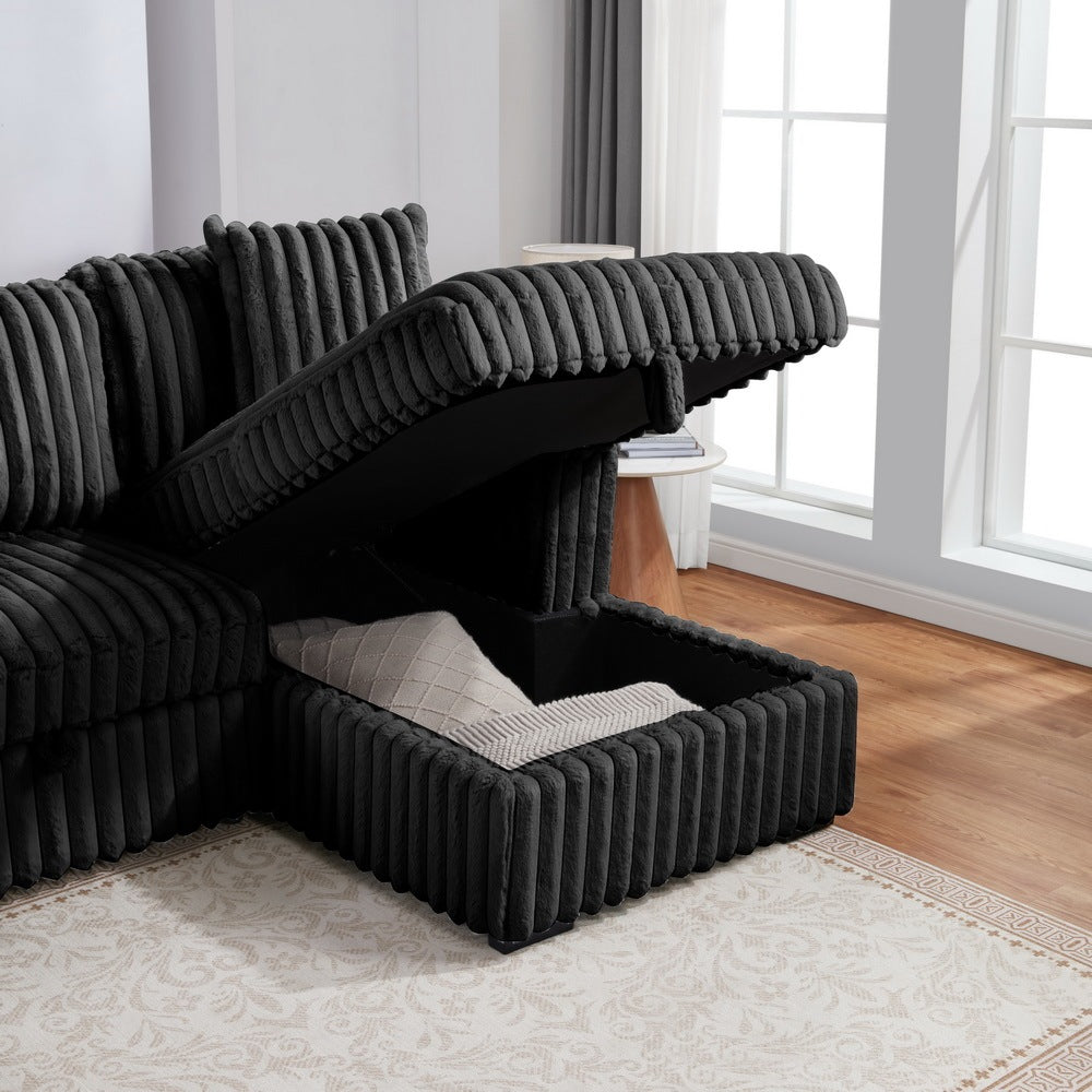 ST2401 pull bed storage chaise setional sofa DARK GREY