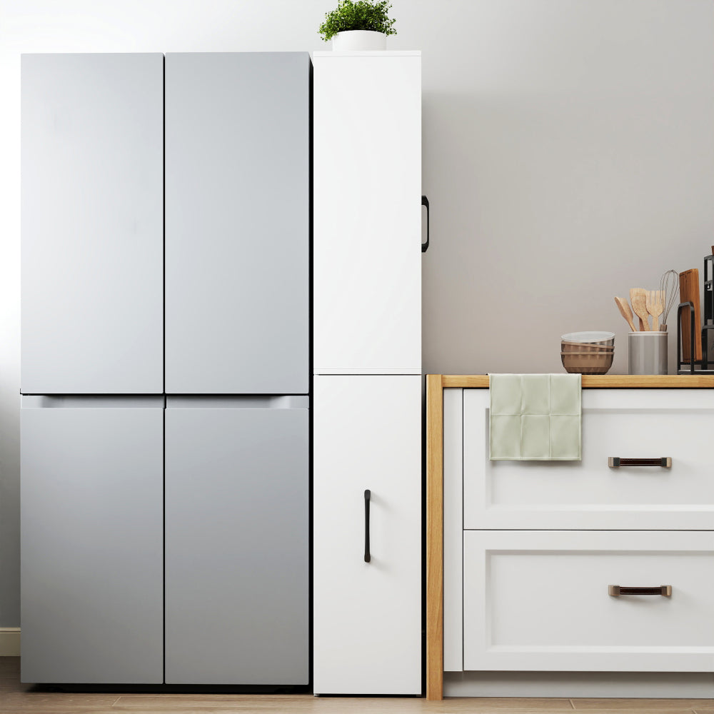 70.87" H Display Storage  Cabinet , 4 Tier multi-functional pull-out multi-tier storage shelf & 2 Glass Doors, Modern Wooden  Kitchen Pantry Cabinet for Living Room or Kitchen and Dinning Room