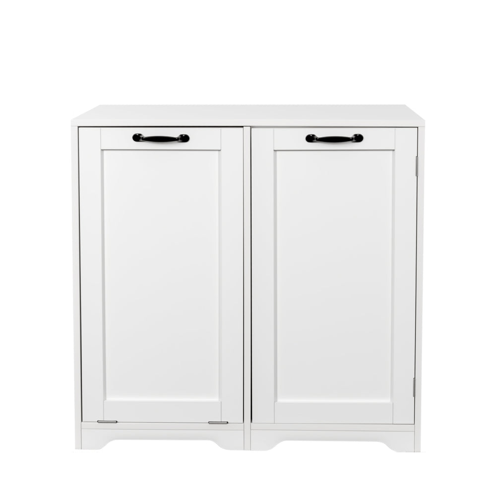 Laundry Cabinet with Doors and shelf, Tilt-Out Laundry Hamper, Freestanding Style,  Adjustable Shelf, White