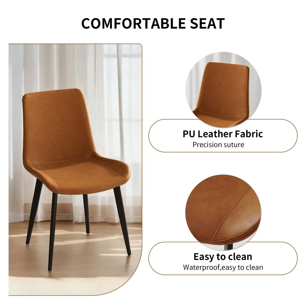 Dining Chairs 2PCS, Modern Kitchen & Dining Room Chairs, Upholstered Faux Leather Cushion Seat and Sturdy Metal Legs