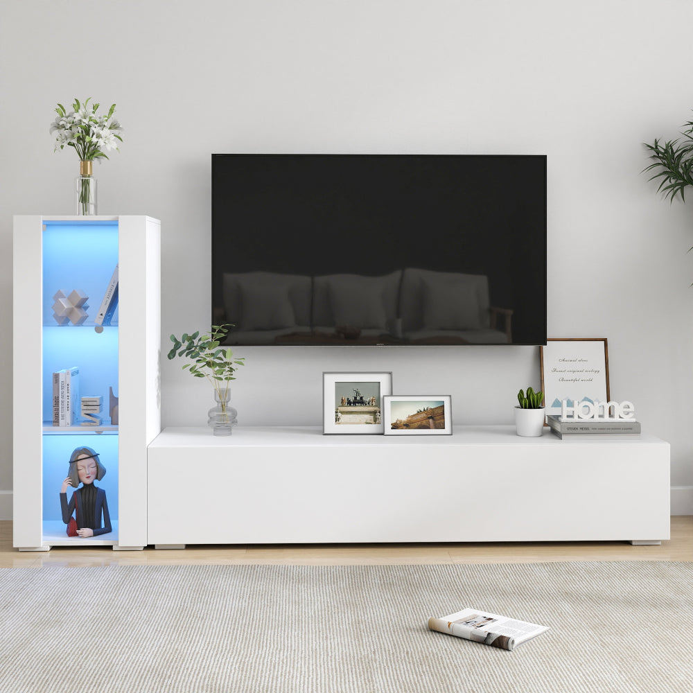 Storage Cabinets with aluminum strip lamp,with Glass Shelves, for Living Room/Bedroom/Office