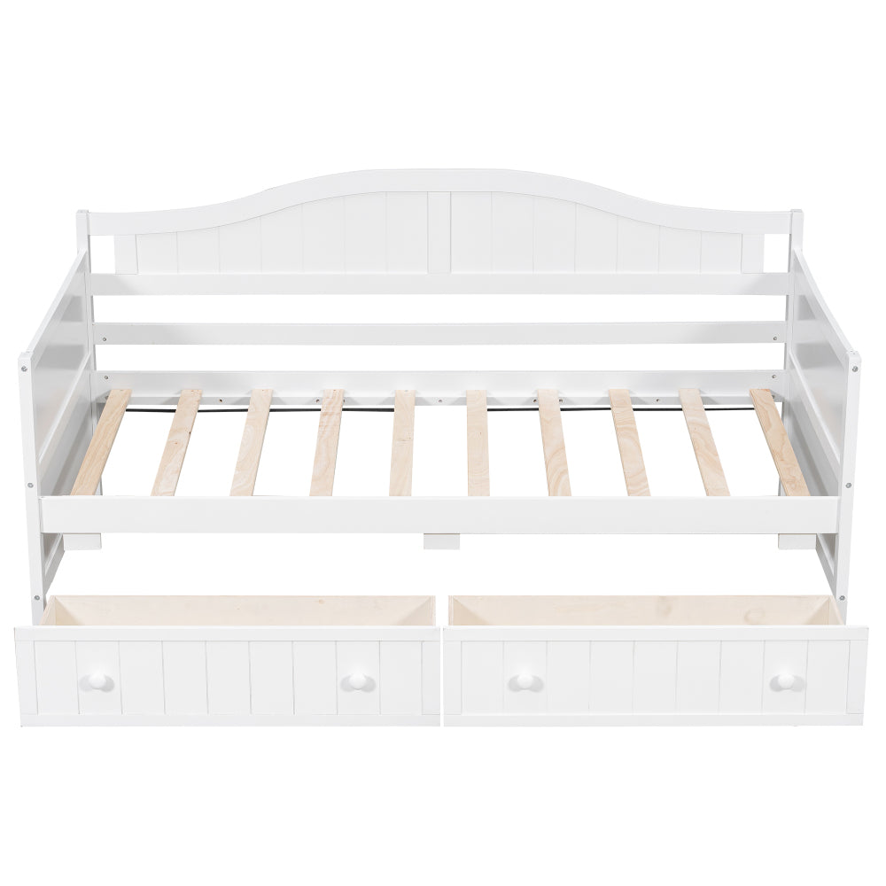 Twin Wooden Daybed with 2 drawers, Sofa Bed for Bedroom Living Room,No Box Spring Needed,White(OLD SKU:WF192860AAK)