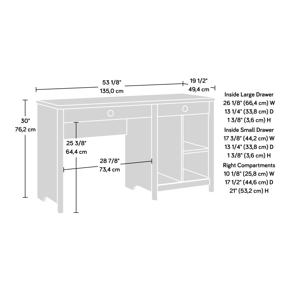 Sauder Dover Edge Computer Desk with Drawers, Glacier Oak Finish
