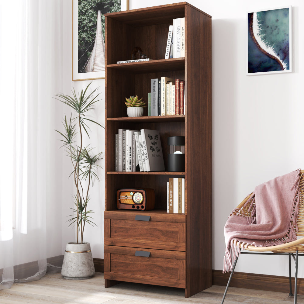 Bookshelf with Drawers, 70.87" Tall, 4 Shelf, Modern, Home Office, Living Room, Study