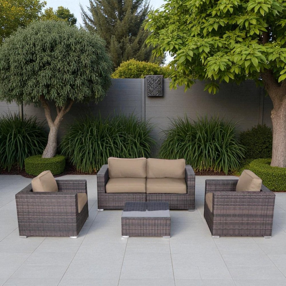 Fully Assembled 4-Piece Rattan Outdoor Sofa Seating Group with Cushions