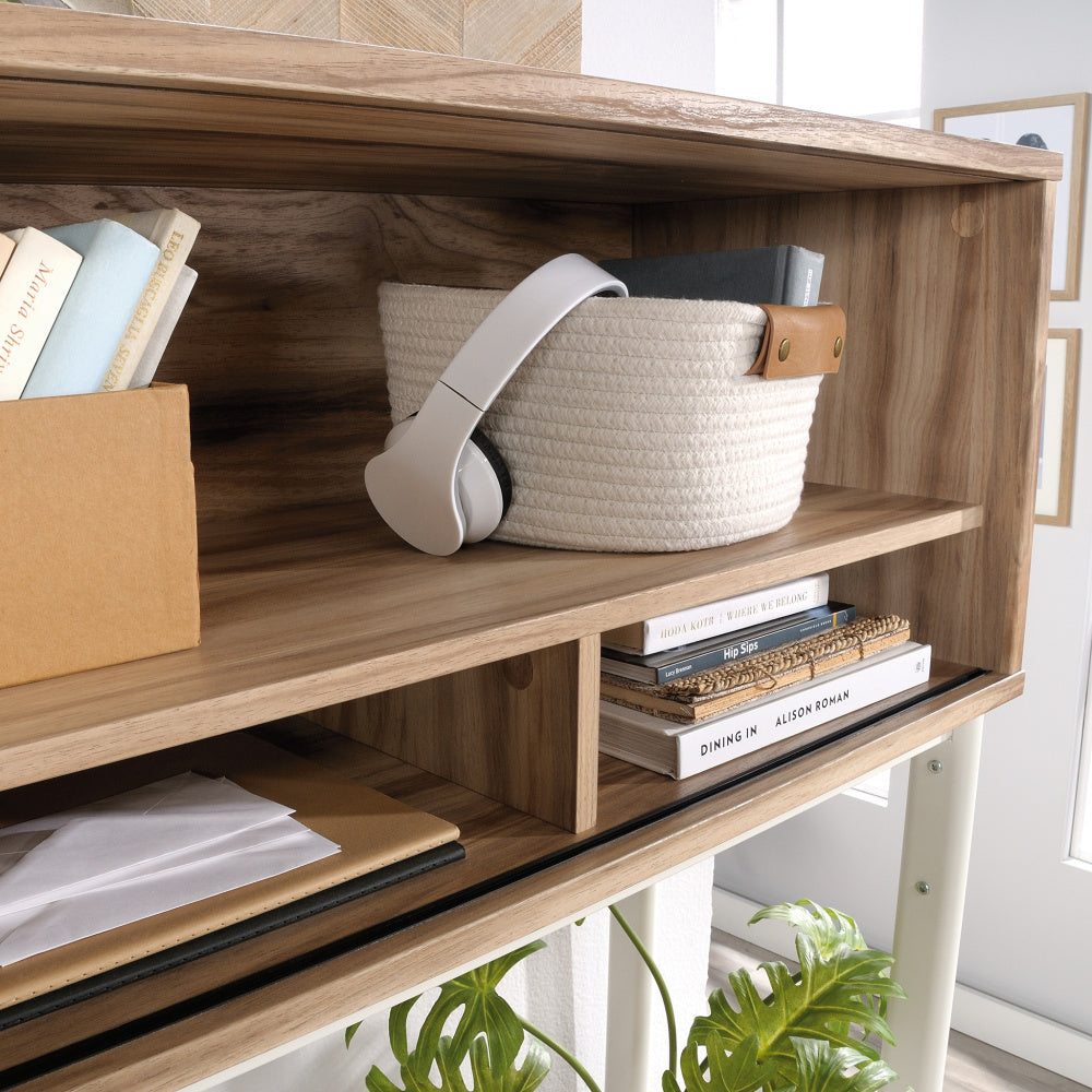 Sauder Portage Park Engineered Wood and Metal Computer Hutch in Kiln Acacia