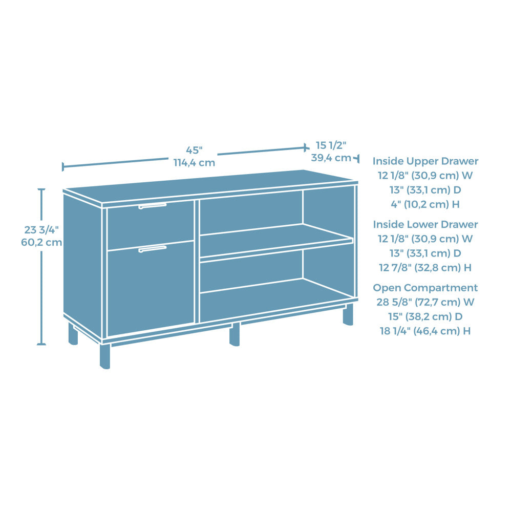 Sauder Bergen Circle Engineered Wood File Credenza in Kiln Acacia/Brown