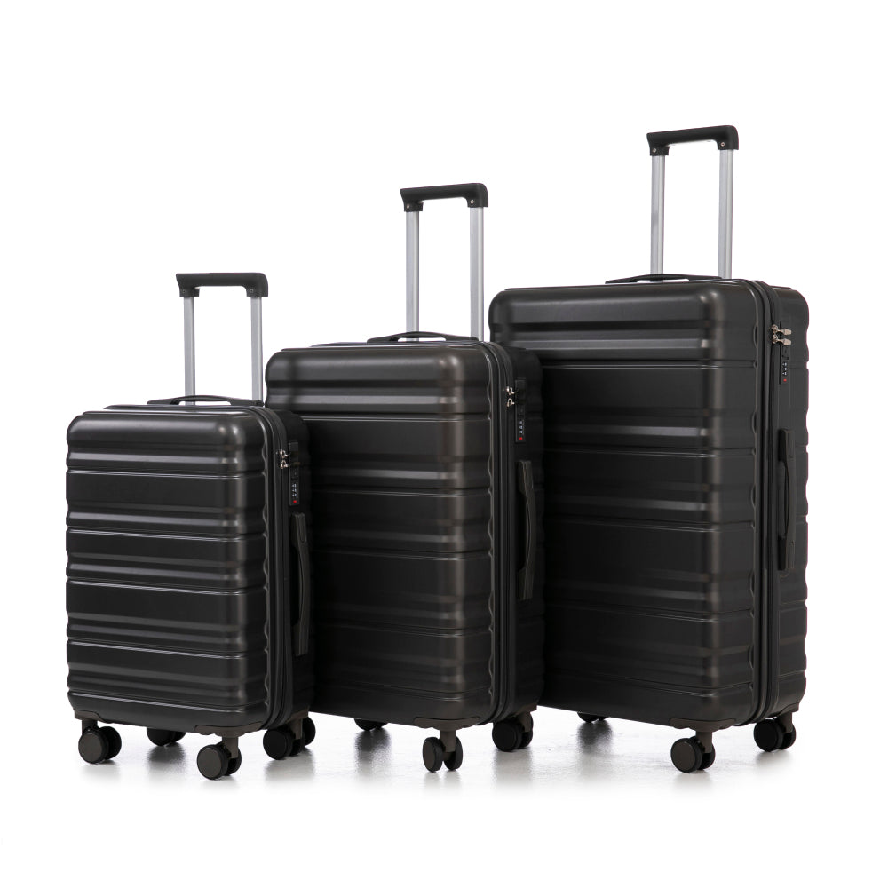 HIFINE TOURIST 20"/24"/28" 3 pcs/set in ABS Spinner Wheel Luggage, Carry on Suitcase, Matching Color, Combination Lock (Dark Gray)