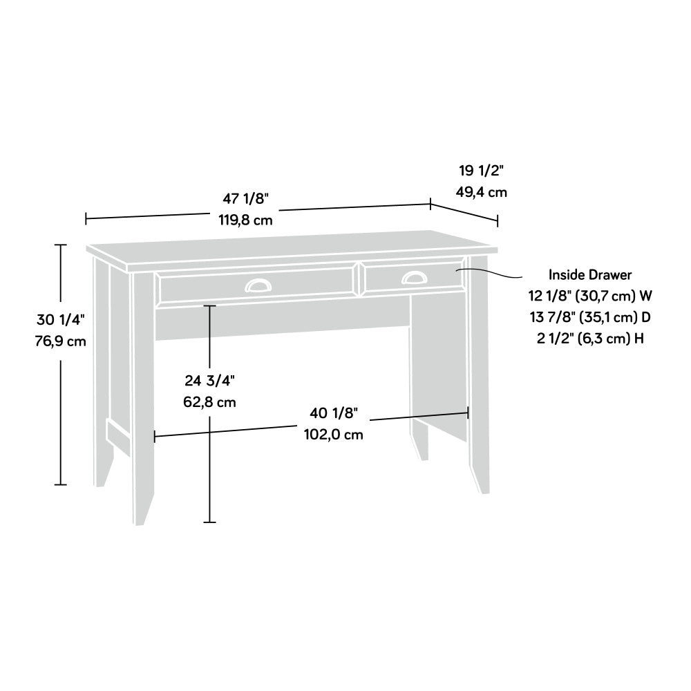 Sauder Shoal Creek Small Work Study Computer, Laptop Desk, L: 47.17" x W: 19.45" x H: 30.28", Soft White